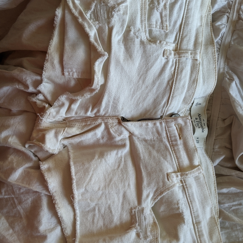 Abercrombie and Fitch Ivory jean cutoff shorts